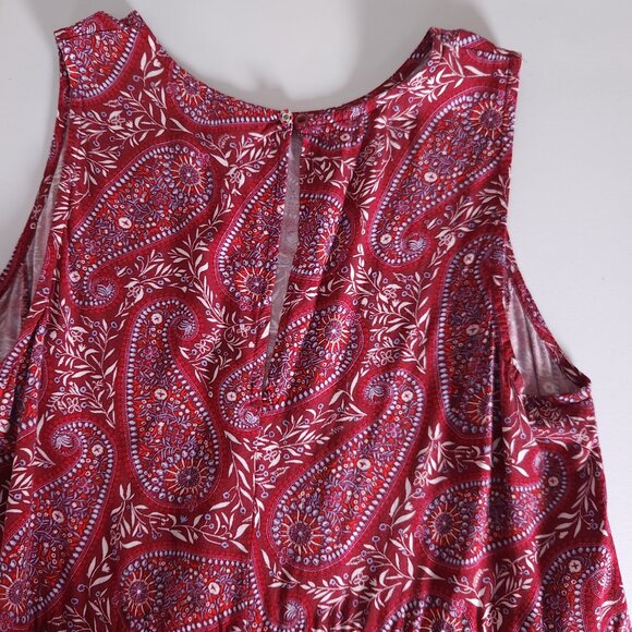 Old Navy Paisley Dress Womens M Burgundy Sleeveless Keyhole Knee Boho Casual - Picture 7 of 10